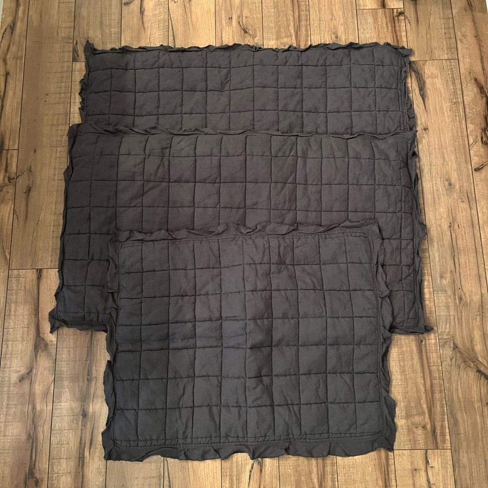 West Elm Sham Set. Two king size shams. One standard size sham.